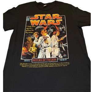 Star Wars Return of the Jedi Comic Graphic T-Shirt Black Large Sci-Fi Movie Tee